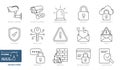 Line Art Collection Of Cyber Security Icons Set - Different Vector Illustrations Isolated On White Background Royalty Free Stock Photo