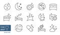 Line Art Collection Sleep Icons Set - Vector Illustrations Isolated On White Background Royalty Free Stock Photo