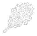 Line art for coloring book with vintage oak leaf Royalty Free Stock Photo