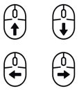Line art computer mouse icons set featuring directional arrows for user interface design Royalty Free Stock Photo