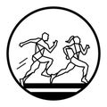 Line Art Couple Running, Relay Race Symbol, Athletics Illustration, Silhouette of Runners Royalty Free Stock Photo