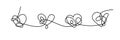 Line art creative drawing of four heart sign.