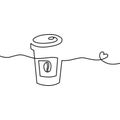 Line art cup of hot drink to take away, a linear cup of coffee, lovely coffee break