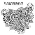 Line art decorative flowers zentangle style inspired. Vector design for t-shirt print or tattoo. High quality drawn elements.