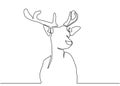 Line art deer. Abstract modern decoration. Vector illustration. One line drawing. Black and white. Trendy concept for logo. One