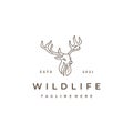 Deer antlers vector logo design line art style Royalty Free Stock Photo