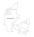 Line art Denmark map. continuous line europe map. vector illustration. single outline. Royalty Free Stock Photo