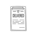 Line art design cartoon delivery form illustration. Delivery element.