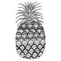 Line art design of pineapple for coloring book for adult, logo, t shirt design, flyer, tattoo and so on Royalty Free Stock Photo