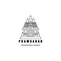 line art design vector icon logo minimalist Illustration of Prambanan Temple in Indonesia