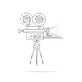 Line art detailed professional retro movie film camera