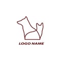 Line art dog and cat icon logo template vector illustration isolated on white. Pet shop outline design Royalty Free Stock Photo