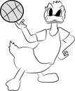 Line art drawing of famous cartoon character Donald Duck