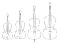 Line art drawing of musical instruments quartet