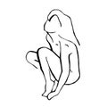 Line art drawing women body on white isolated background. Abstract modern art minimalistic female figure continuous. Feminine