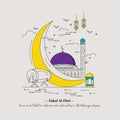 Line Art Eidul Al-Fitri. Greeting card, social media post. Royalty Free Stock Photo