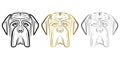 Line art of English Mastiff dog head. Good use for symbol, mascot, icon, avatar, tattoo, T Shirt design, logo or any design you Royalty Free Stock Photo
