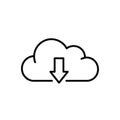 Cloud Download Icon: Simple Line Art for Web, Apps & Digital Design Projects Royalty Free Stock Photo