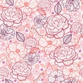 Line art flowers seamless pattern background Royalty Free Stock Photo