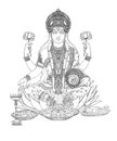 Line art of Godess lakshmi devi on isolated background