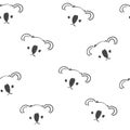 Line art graphic koala head seamless pattern, cute kanimal fashion print, wrapping paper design