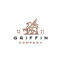 Line Art Griffin Vector Illustration Logo Design Template