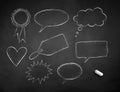 Line art grunge chalk drawn speech bubbles