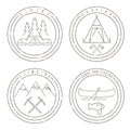 Line art grunge labels with canoe,camping,climbing Royalty Free Stock Photo