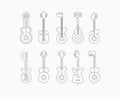 Line Art Guitar Silhouettes Royalty Free Stock Photo