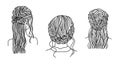 Line art hairstyles set Royalty Free Stock Photo