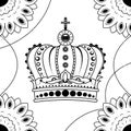 Line art hand drawing black crown isolated on white background. Dudling style. Tatoo. Zenart. Coloring for adults. Royalty Free Stock Photo