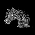 Line art hand drawing head of horse. Royalty Free Stock Photo