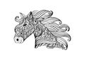 Line art hand drawing head of horse. Royalty Free Stock Photo