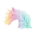Line art hand drawing head of horse. Royalty Free Stock Photo