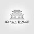 line art hanok house logo icon vector design illustration, pagoda and joglo house