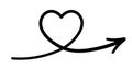 Line art heart with arrow icon. Doodle style Royalty Free Stock Photo