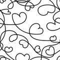 Line art hearts seamless vector pattern Royalty Free Stock Photo