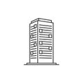Line art of a high-rise building features a simple, geometric design. The structure is Royalty Free Stock Photo