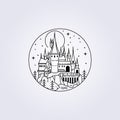 line art hogwarts castle illustration vector icon logo print apparel t-shirt harry potter.