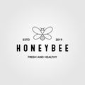 Line art honey bee vintage logo design bubble bee illustration Royalty Free Stock Photo