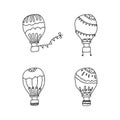 Line art hot air balloons collection design on white background