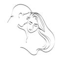 Line Art Hugging Couple Vector Illustration Minimalist Art. Abstract,modern Art Man And Woman In Love.