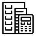 Line art icon of an accountant calculating an invoice