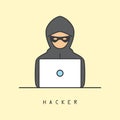 Line art icon of a computer hacker