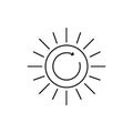 Line art icon - ecology and sun. Nature and weather sign. Sun symbol. Black flat icon. Classic design. Royalty Free Stock Photo