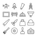 Line art icons of various object for graphic design Royalty Free Stock Photo