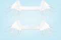 Line art illustration of angel wings and tape. Vintage vector fo