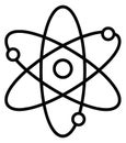 Line art illustration of an atom model depicting atomic structure for science education Royalty Free Stock Photo