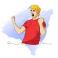 line art illustration - Cheerful excited man wearing standing isolated, celebrating success vector design. eps 10 vector