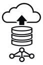 Line art illustration of cloud computing icon depicting data upload and storage for technology services Royalty Free Stock Photo
